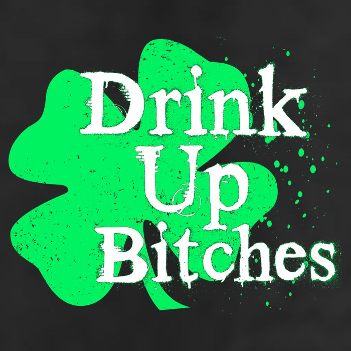 Drink Up Bitches St Patrick's Day Clover 7 Panel Mesh Trucker Snapback Hat