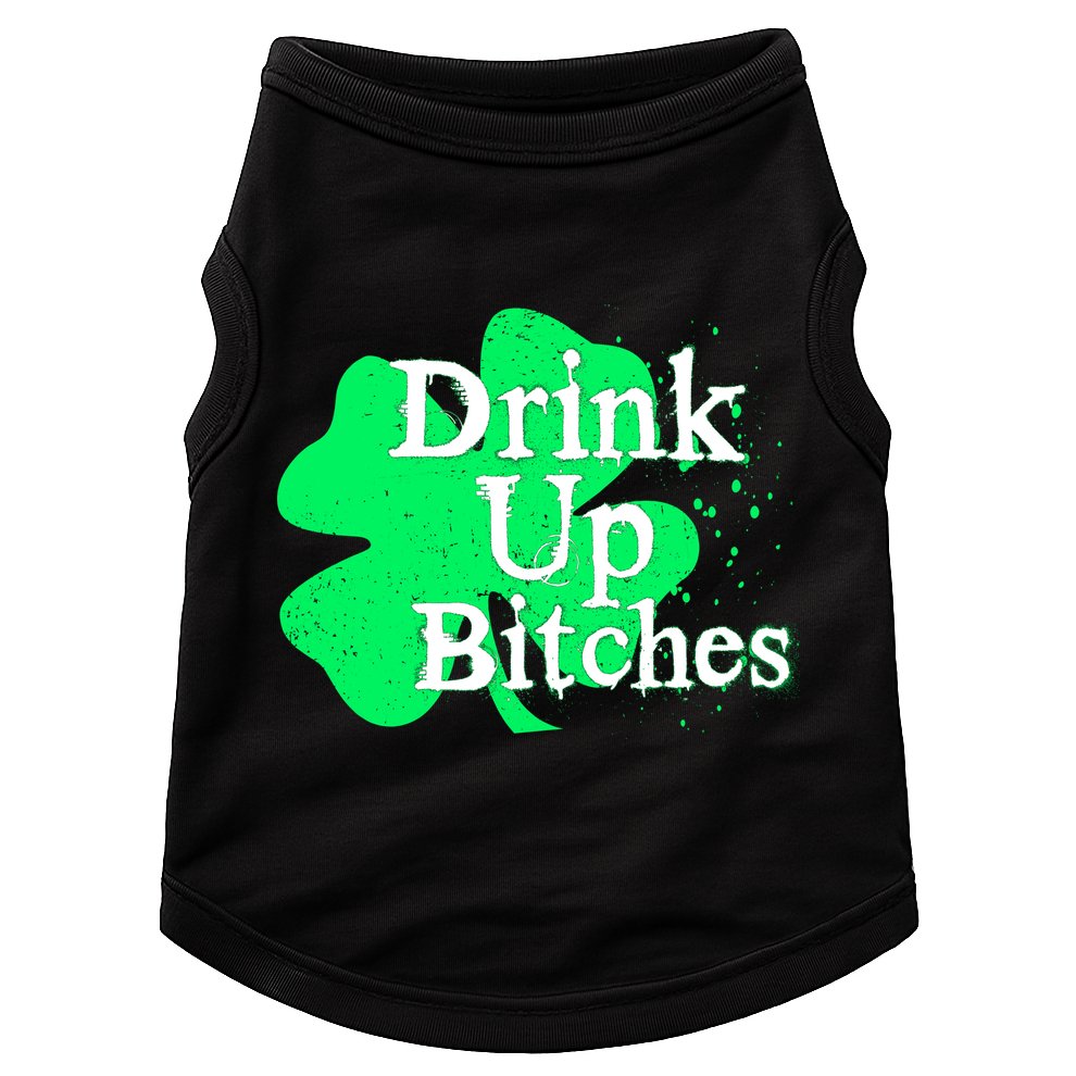 Drink Up Bitches St Patrick's Day Clover Doggie Tank