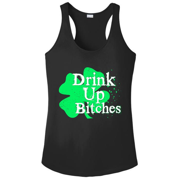 Drink Up Bitches St Patrick's Day Clover Ladies PosiCharge Competitor Racerback Tank