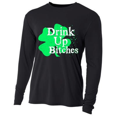 Drink Up Bitches St Patrick's Day Clover Cooling Performance Long Sleeve Crew