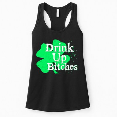 Drink Up Bitches St Patrick's Day Clover Womens Tank Top