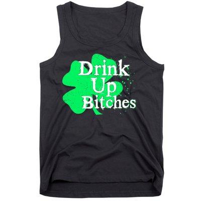 Drink Up Bitches St Patrick's Day Clover Tank Top