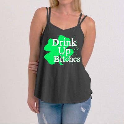 Drink Up Bitches St Patrick's Day Clover Women's Strappy Tank