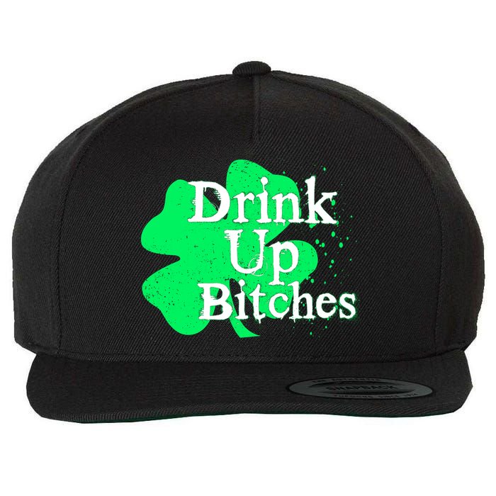 Drink Up Bitches St Patrick's Day Clover Wool Snapback Cap