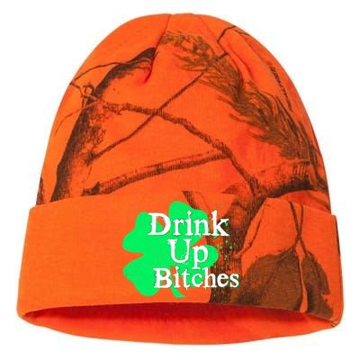 Drink Up Bitches St Patrick's Day Clover Kati Licensed 12" Camo Beanie