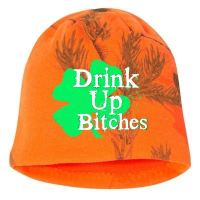 Drink Up Bitches St Patrick's Day Clover Kati - Camo Knit Beanie