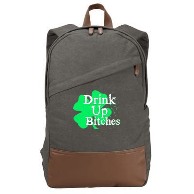 Drink Up Bitches St Patrick's Day Clover Cotton Canvas Backpack