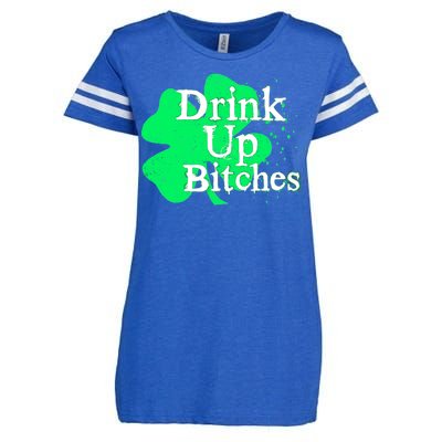 Drink Up Bitches St Patrick's Day Clover Enza Ladies Jersey Football T-Shirt