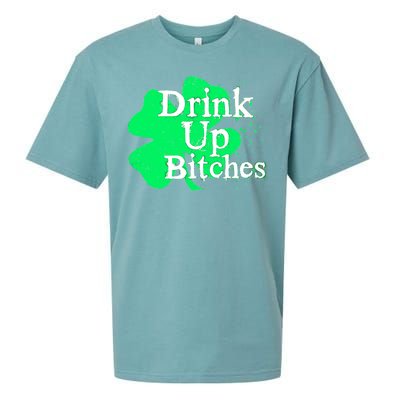 Drink Up Bitches St Patrick's Day Clover Sueded Cloud Jersey T-Shirt