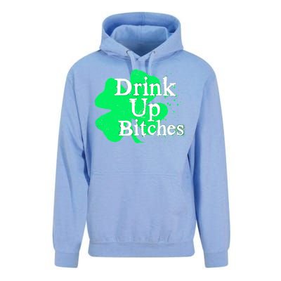 Drink Up Bitches St Patrick's Day Clover Unisex Surf Hoodie