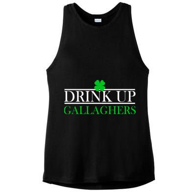 Drink Up Gallaghers Funny St. Patrick's Day Ladies PosiCharge Tri-Blend Wicking Tank