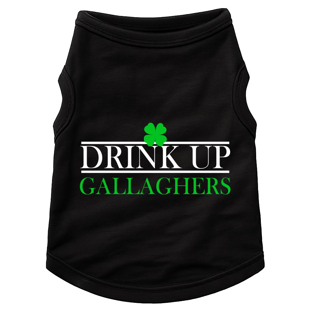 Drink Up Gallaghers Funny St. Patrick's Day Doggie Tank
