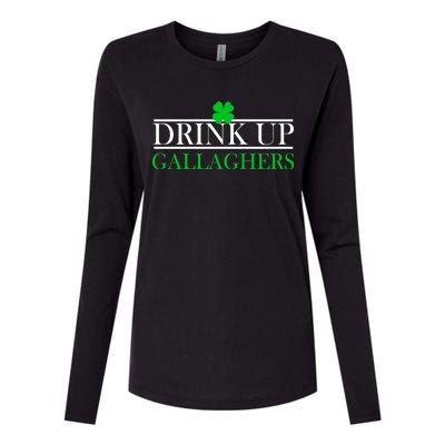 Drink Up Gallaghers Funny St. Patrick's Day Womens Cotton Relaxed Long Sleeve T-Shirt