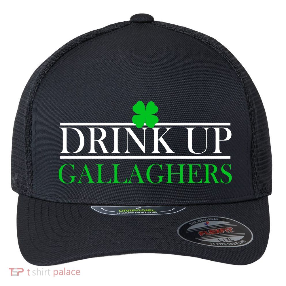 Drink Up Gallaghers Funny St. Patrick's Day Flexfit Unipanel Trucker Cap