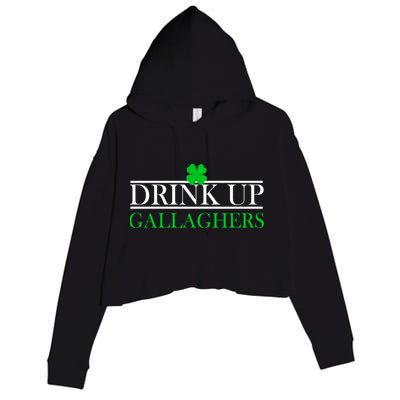 Drink Up Gallaghers Funny St. Patrick's Day Crop Fleece Hoodie