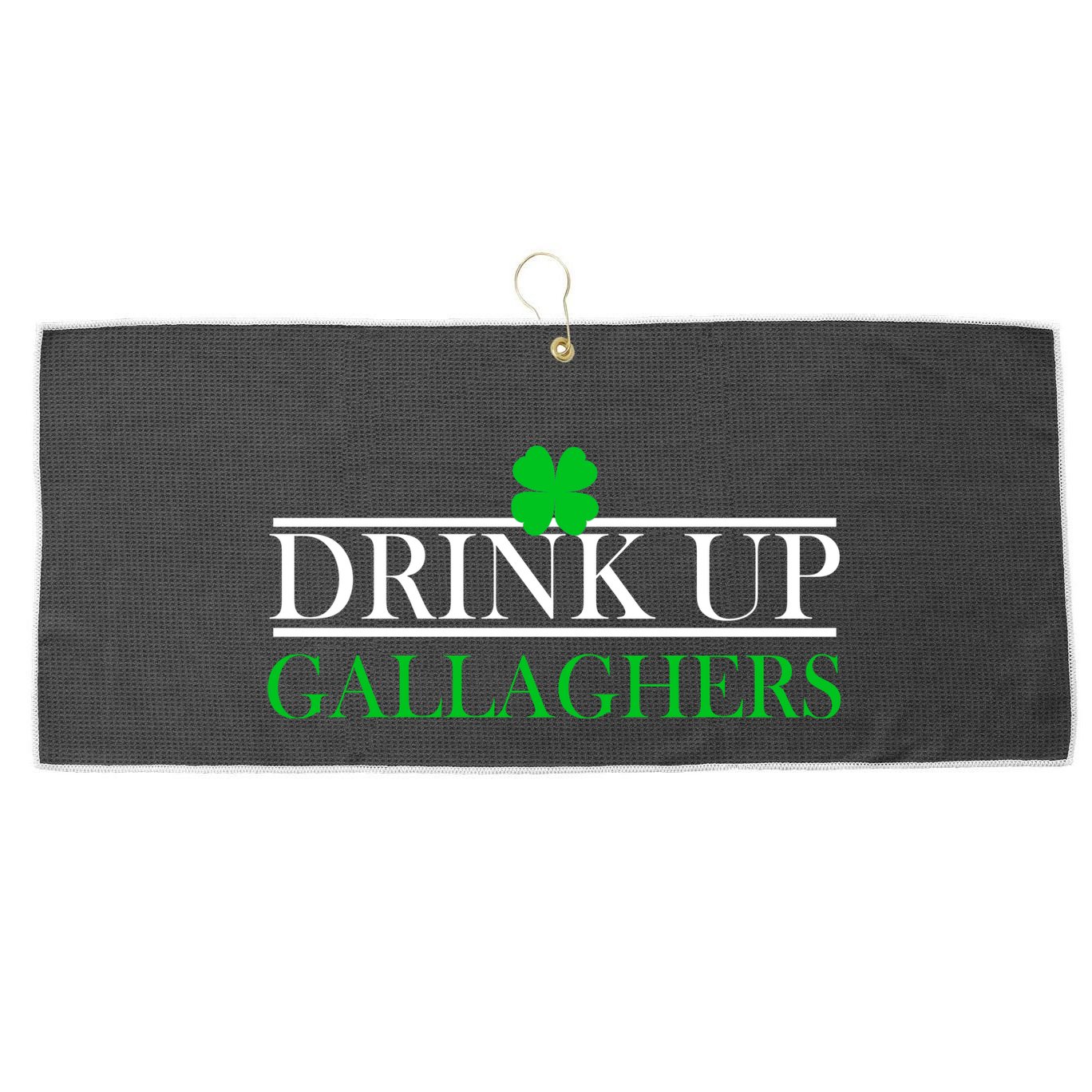 Drink Up Gallaghers Funny St. Patrick's Day Large Microfiber Waffle Golf Towel