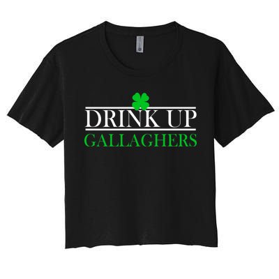 Drink Up Gallaghers Funny St. Patrick's Day Women's Crop Top Tee