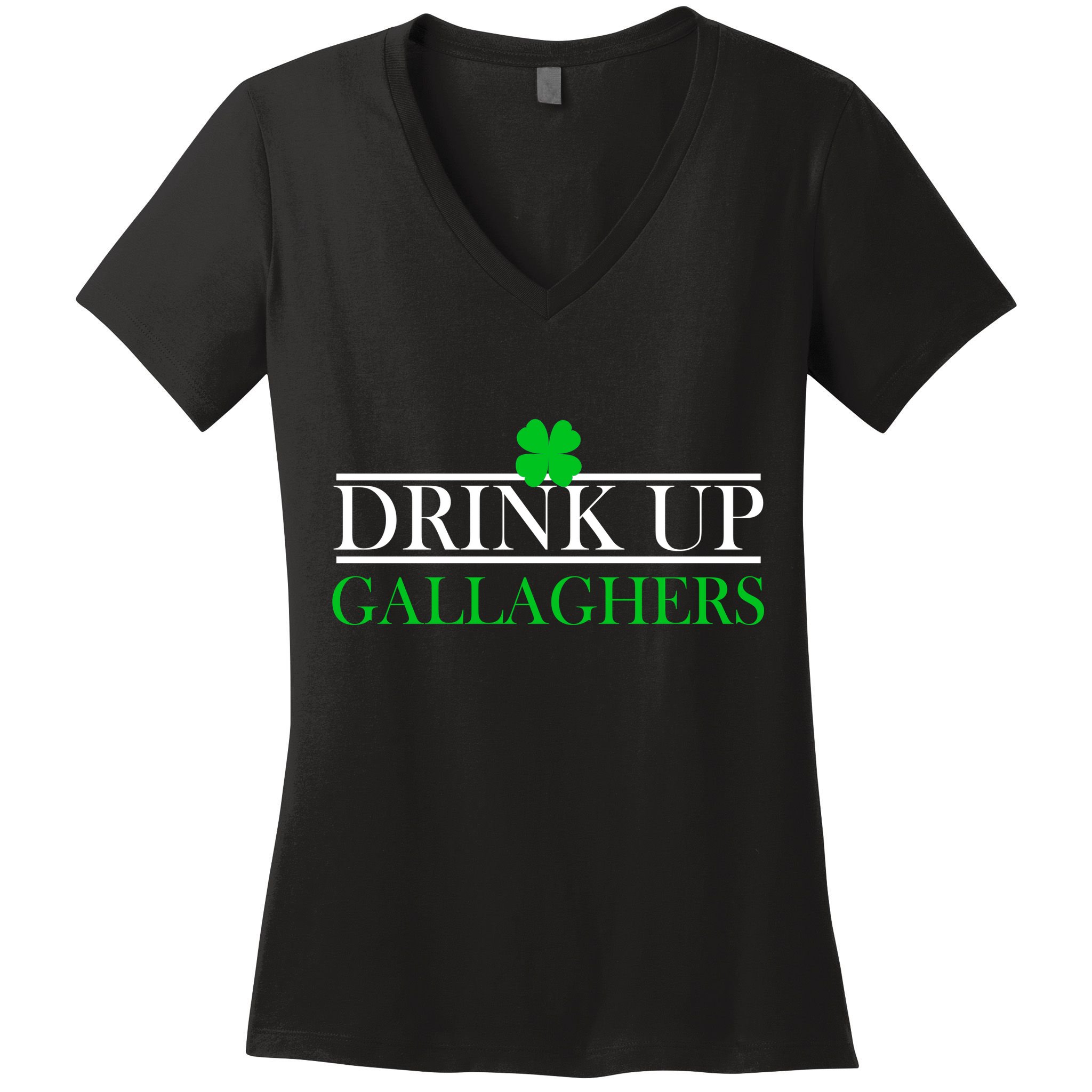 Drink Up Gallaghers Funny St. Patrick's Day Women's V-Neck T-Shirt