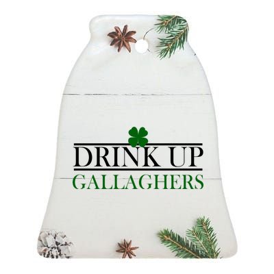 Drink Up Gallaghers Funny St. Patrick's Day Ceramic Bell Ornament