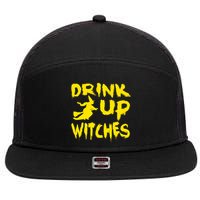 Drink Up Witches Funny Halloween 7 Panel Mesh Trucker Snapback Hat