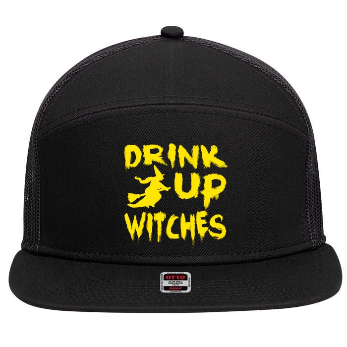 Drink Up Witches Funny Halloween 7 Panel Mesh Trucker Snapback Hat