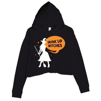 Drink Up Witches Funny Witch Crop Fleece Hoodie