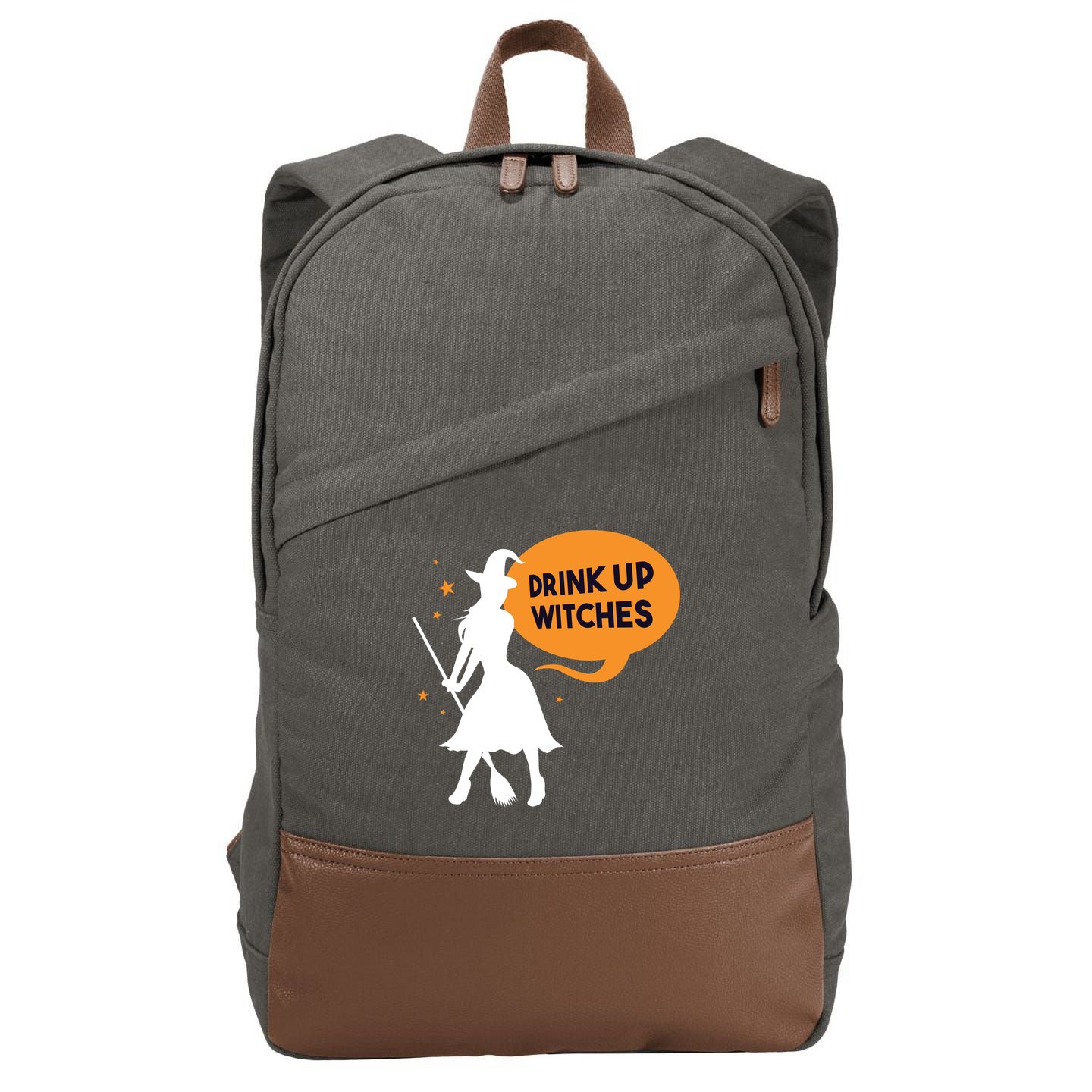 Drink Up Witches Funny Witch Cotton Canvas Backpack