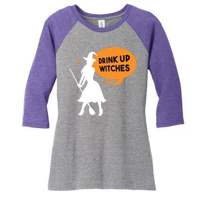 Drink Up Witches Funny Witch Women's Tri-Blend 3/4-Sleeve Raglan Shirt