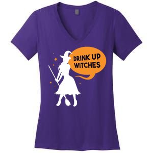 Drink Up Witches Funny Witch Women's V-Neck T-Shirt