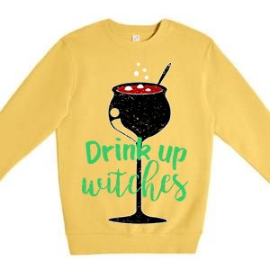 Drink Up Witches Halloween Wine Premium Crewneck Sweatshirt