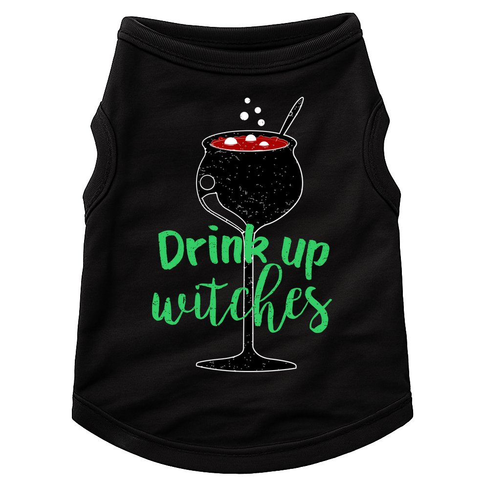 Drink Up Witches Halloween Wine Doggie Tank