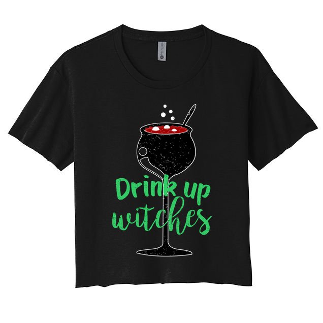 Drink Up Witches Halloween Wine Crop Top