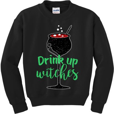 Drink Up Witches Halloween Wine Kids Sweatshirt