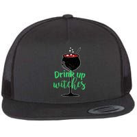 Drink Up Witches Halloween Wine Flat Bill Trucker Hat