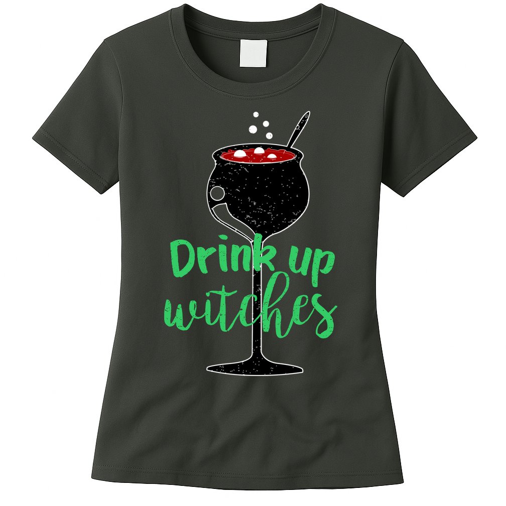 Drink Up Witches Halloween Wine Womens T-Shirt