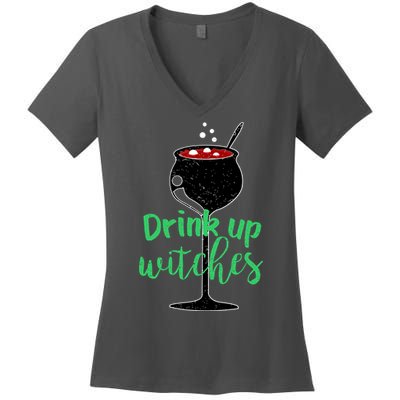 Drink Up Witches Halloween Wine Women's V-Neck T-Shirt