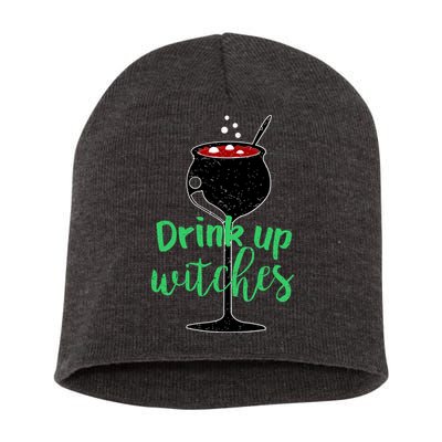 Drink Up Witches Halloween Wine Short Acrylic Beanie