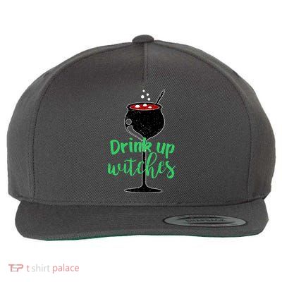 Drink Up Witches Halloween Wine Wool Snapback Cap