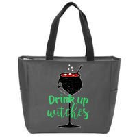 Drink Up Witches Halloween Wine Zip Tote Bag