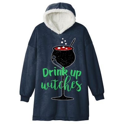 Drink Up Witches Halloween Wine Hooded Wearable Blanket