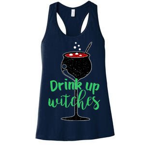 Drink Up Witches Halloween Wine Women's Racerback Tank