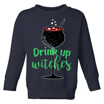 Drink Up Witches Halloween Wine Toddler Sweatshirt