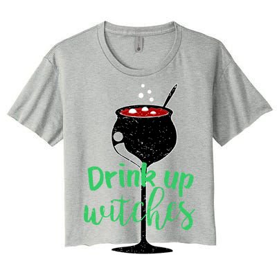 Drink Up Witches Halloween Wine Women's Crop Top Tee