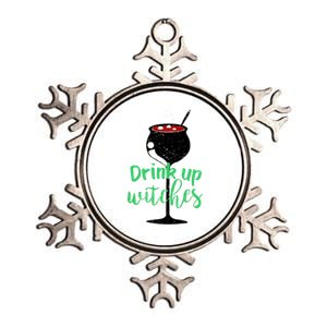 Drink Up Witches Halloween Wine Metallic Star Ornament