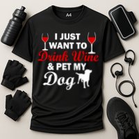 Drink Wine & Pet My Dog Cooling Performance Crew T-Shirt