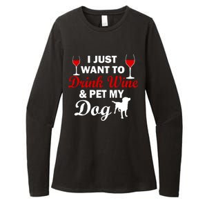 Drink Wine & Pet My Dog Womens CVC Long Sleeve Shirt