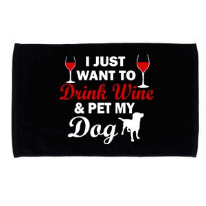 Drink Wine & Pet My Dog Microfiber Hand Towel