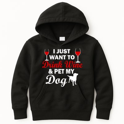 Drink Wine & Pet My Dog Kids Hoodie