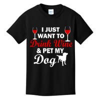 Drink Wine & Pet My Dog Kids T-Shirt