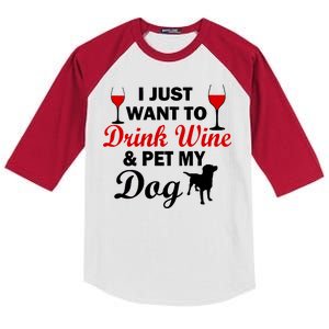 Drink Wine & Pet My Dog Kids Colorblock Raglan Jersey